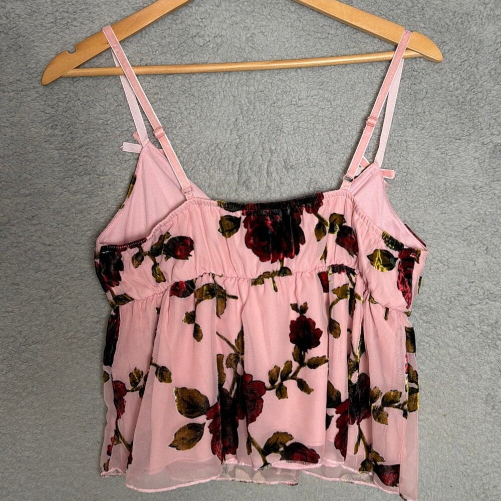Evolutionary Sheer Floral Cami Top Pink Rose Print Y2K Coquette L NWT Romantic - Picture 3 of 10